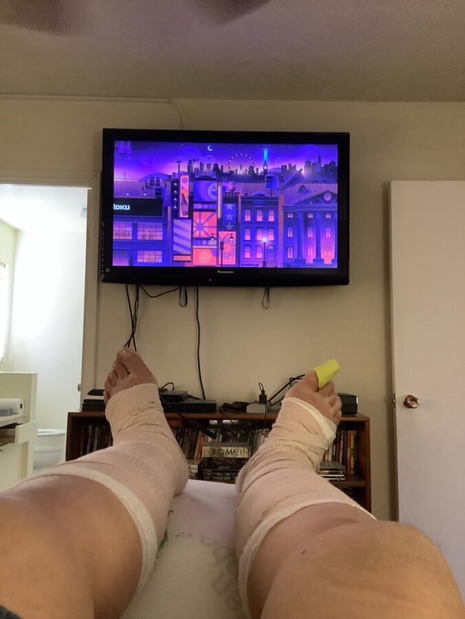 Tv between the feet
